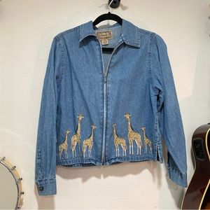 Giraffe Embroidered Denim Jacket
